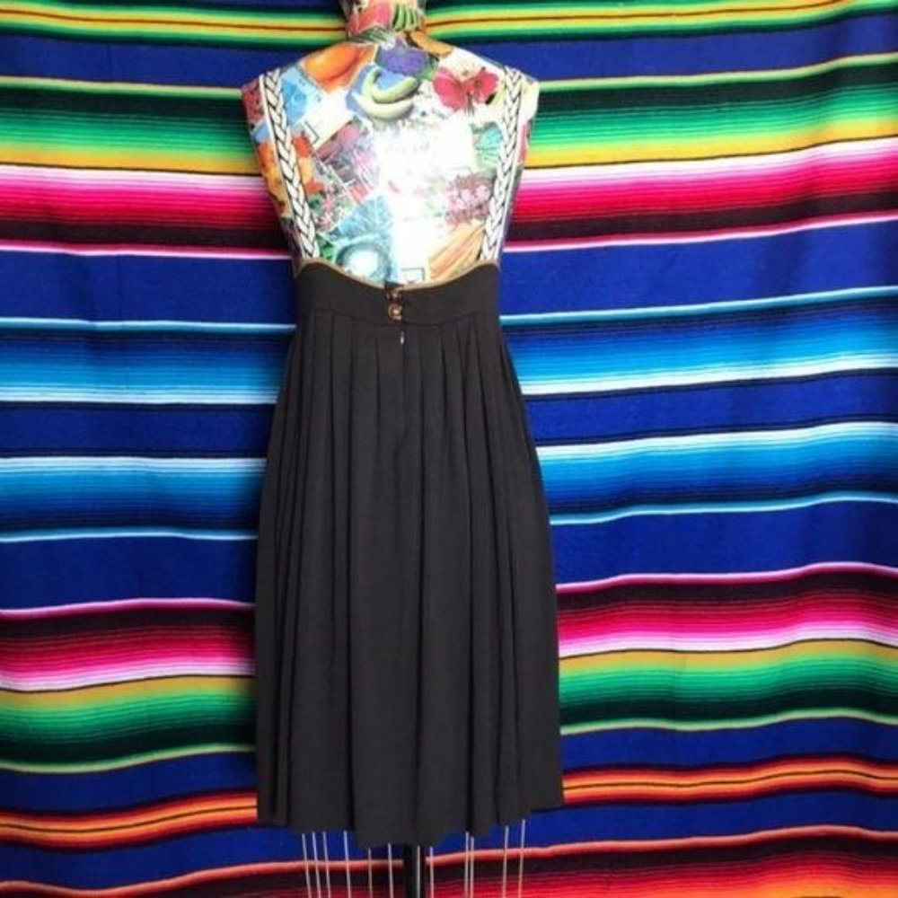 Vena Cava Pleated Silk Strap Pattern Backless Dres - image 3